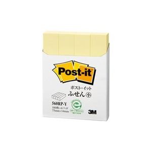 （まとめ） ポストイット 再生紙ふせん 560RP-Y イエロー【×10セット】 黄 再生紙を使用した黄色い付箋メモ、貼り付けるのに便利なのり