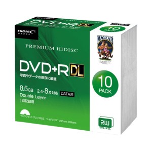 HIDISC DVD+R DL 8倍速対応 8.5GB 1回 データ記録用 インクジェットプリンタ対応10枚　スリムケース入り HDVD+R85HP10SC 高速データ記録 