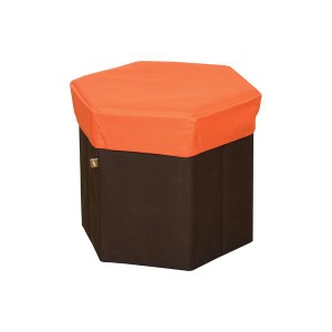 オットマン 足置き ヘキサゴン 約幅43×奥行38×高さ37cm オレンジ BOXスツール イス バーチェア 椅子 カウンターチェア 完成品 リビング