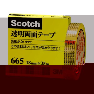 3M Scotch スコッチ 透明両面テープ 18mm×35m 3M-665-3-18 信頼性と品質を持つ、便利な透明両面テープ18mm×35m 送料無料