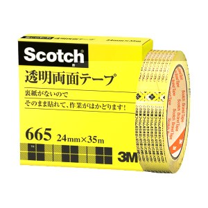 3M Scotch スコッチ 透明両面テープ 24mm×35m 3M-665-3-24 送料無料