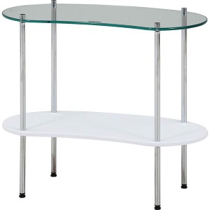 Chamill ガラスサイドテーブル エンドテーブル コーナーテーブル 小型 脇台 机 ホワイト 組立品 白 送料無料