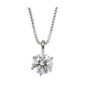 ダイヤモンドペンダント/ネックレス 一粒 プラチナ Pt900 0.5ct ダイヤネックレス 6本爪 Dカラー SI2クラス Excellent エクセレント 0.5