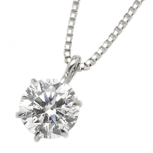 ダイヤモンドペンダント/ネックレス 一粒 プラチナ Pt900 0.5ct ダイヤネックレス 6本爪 Dカラー SI2 Excellent EXハート&キューピット 