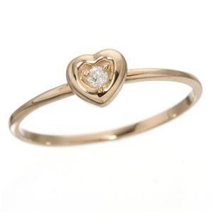 K10ハートダイヤリング 指輪 ピンクゴールド 7号 愛を象徴する輝き、K10ハートダイヤモンドリング ピンクゴールドの優雅な輝きが指先を彩