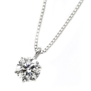 ダイヤモンド ネックレス 一粒 0.5ct プラチナ Pt900 6本爪 Hカラー SI2 Good 0.5カラット ダイヤネックレス ペンダント 中央宝石 ジュエ