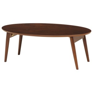 折りたたみテーブル ローテーブル 机 低い ロータイプ センターテーブル 約幅90cm×奥行50cm×高さ33.5cm 楕円形 (丸型 ラウンド) ブラウ
