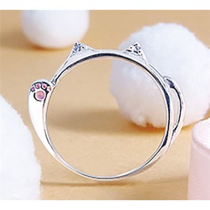 ダイヤモンド招き猫リング/指輪 【7号】 シルバー925 ダイヤモンド約0.02ct 日本製 国産 送料無料