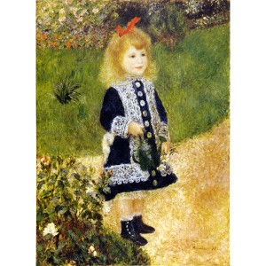 世界の名画シリーズ、プリハード複製画 ピエール・オーギュスト・ルノアール作 「じょうろを持つ少女」（額縁付） 送料無料