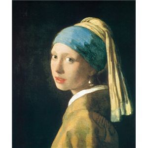 世界の名画シリーズ、プリハード複製画 ヨハネス・フェルメール作 「青いターバンの少女」（額縁付） 送料無料