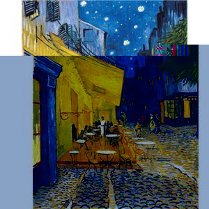 世界の名画シリーズ、プリハード複製画 ヴィンセント・ヴァン・ゴッホ作 「夜のカフェテラス」（額縁付） 送料無料