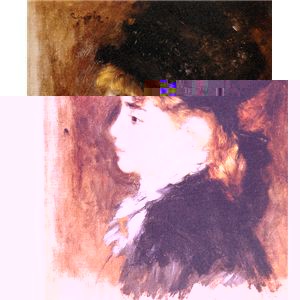 世界の名画シリーズ、プリハード複製画 ピエール・オーギュスト・ルノアール作 「モデルの肖像」（額縁付） 送料無料
