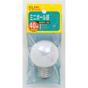 （まとめ） ミニボール球 電球 40W E26 G50 ホワイト G-81H（W） 【×25セット】 白 お得なまとめ買い 明るくて省エネなミニボール球40W 