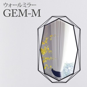 モダン 壁掛け鏡/ウォールミラーGEM 【M】 幅50cm ブラック 飛散防止加工 黒 送料無料