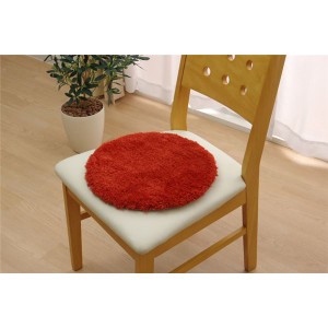 チェア (イス 椅子) パッド クッション 洗える ウォッシャブル シャギー 円形 (丸型 ラウンド) オレンジ 約35cm丸