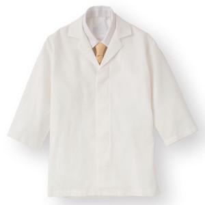 ワッフル白衣七分袖 ホワイト KMH2741-1 Mサイズ 白 送料無料
