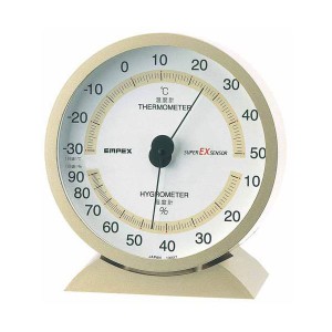 (まとめ)EMPEX 温度・湿度計 スーパーEX高品質 温度・湿度計 卓上用 EX-2718 シャンパンゴールド【×3セット】 送料無料