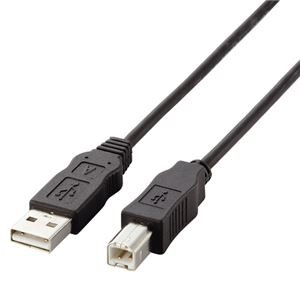（まとめ） TANOSEE 簡易包装USBケーブル 配線 （A）オス-（B）オス ブラック 1.5m 1本 【×5セット】 黒 送料無料