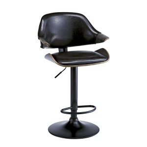 カウンターチェア (イス 椅子) ハイチェア 幅56cm ブラック 座面回転 昇降式 背もたれ付き 合皮 フェイクレザー 金属 スチール 組立品 リ