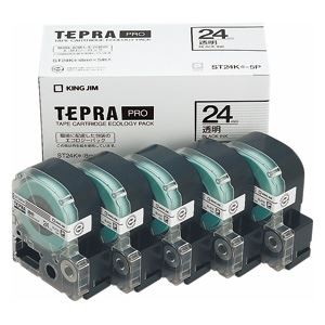キングジム テプラPROテープエコパック 透明ラベル5個入 ST24K-5P 送料無料