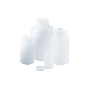 （まとめ）ポリ広口瓶（中栓付） WP-250【×50セット】 実験の必需品 プラスチック製広口瓶（中栓付）50個セット 保存容器としても最適 