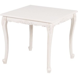 センターテーブル 正方形 幅80cm アンティーク レトロ ヴィンテージ ホワイト 木製 猫脚付き ヴィオレッタシリーズ ダイニングテーブル 