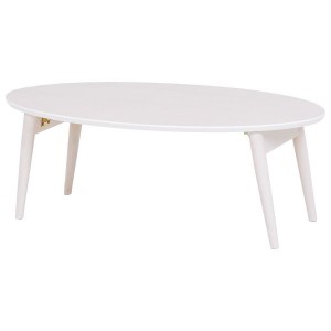 折りたたみテーブル ローテーブル 机 低い ロータイプ センターテーブル 約幅90cm×奥行50cm×高さ33.5cm 楕円形 (丸型 ラウンド) ホワイ