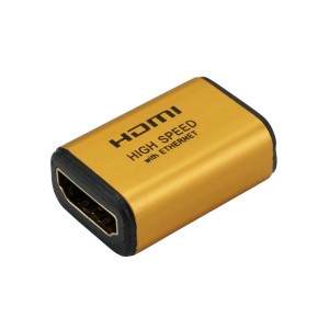 （まとめ）HORIC HDMI中継アダプタ ゴールド HDMIF-027GD【×10セット】 送料無料