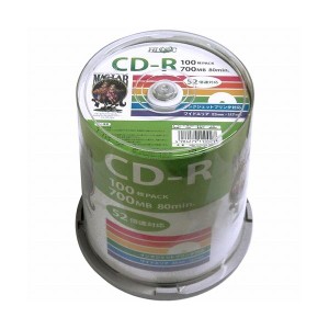 (まとめ)HI DISC CD-R 700MB 100枚スピンドル データ用 52倍速対応 白ワイドプリンタブル HDCR80GP100【×2セット】 送料無料
