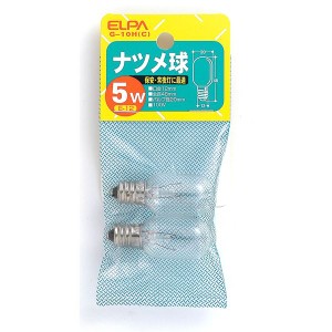 （まとめ） ナツメ球 電球 5W E12 クリア 2個入 G-10H（C） 【×25セット】 まとめ買いでお得 エルパのナツメ球5W E12クリアが2個入ったG