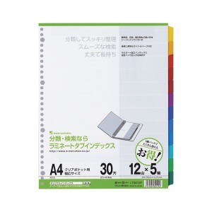 （まとめ） マルマン ラミネートタブインデックス 30穴（クリアポケット用） LT3012F 5組入 【×2セット】 送料無料