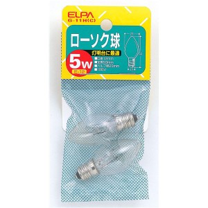 （まとめ） ローソク球 電球 5W E12 クリア 2個入 G-11H（C） 【×20セット】 お得なまとめ買い 明るく煌めくELPAローソク球5W E12クリア