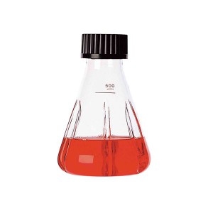 【柴田科学】ねじ口振盪三角フラスコ バッフル付 500mL【4個】 016320-500A 振りまくる力強さ バッフル付き三角フラスコ500mL【4個】 送