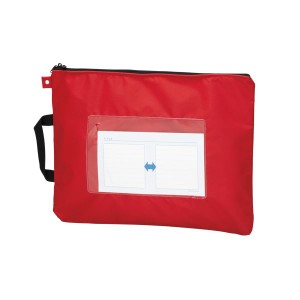 （まとめ） メールバッグ B4短辺取っ手付 CR-ME05-R レッド 1個入 【×3セット】 赤 頻繁な社内便に最適 頼りになるB4サイズのメールバッ