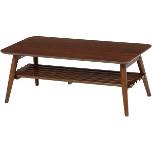 折りたたみテーブル ローテーブル 机 低い ロータイプ センターテーブル 約幅90cm 長方形 ブラウン 木製 整理 収納 棚付き (置き台 置き