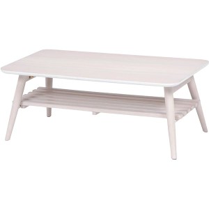 折りたたみテーブル ローテーブル 机 低い ロータイプ センターテーブル 約幅90cm 長方形 ホワイト 木製 整理 収納 棚付き (置き台 置き