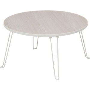 折りたたみテーブル ローテーブル 机 低い ロータイプ センターテーブル 直径60cm 円形 (丸型 ラウンド) ホワイトウォッシュ 金属 スチー