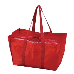 エコマイバッグ／買い物トートバッグ 【レッド】 レジカゴ対応 ポリエステル製 赤 高品質な素材で作られた、頼りになるエコバッグ 満足感