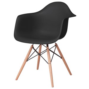 パーソナルチェア (イス 椅子) リビングチェア リビング用 応接チェア イス 椅子 幅62cm ブラック 肘付き 木製 金属 スチール アームチェ