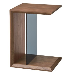 サイドテーブル エンドテーブル コーナーテーブル 小型 脇台 机 ミニテーブル 幅54cm ウォールナット 強化ガラス マルチ リビング ダイニ