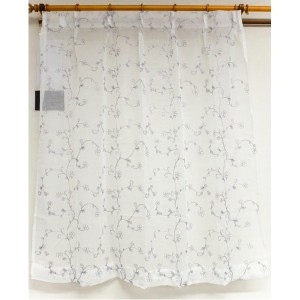 刺繍 レースカーテン 2枚組 / 100cm×133cm / ホワイト 花柄 洗える ウォッシャブル アジャスターフック 『ホッパー』 九装 白 送料無料