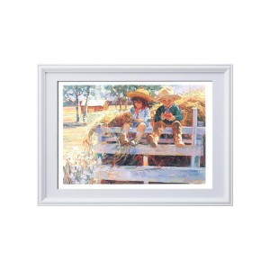 コリン・ハートレイ絵画額■白いフレーム・子どもの絵・風景画「ヘイライド」 送料無料