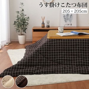 こたつ布団/こたつ掛け布団 【正方形 単品 ベージュ 約205×205cm】 洗える ウォッシャブル 薄手 コンパクト整理 収納 可 シンプル 〔リ