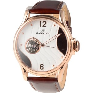 MANNINA(マンニーナ) 腕時計 MNN004-04 メンズ 正規輸入品 ブラウン（文字盤：ホワイト×ダークブラウン） 白 茶 送料無料