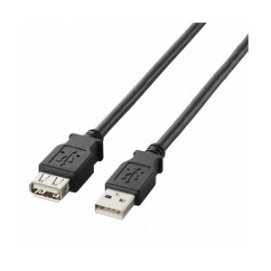 （まとめ） USB2.0延長ケーブル 配線 (A)オス-(A)メス ブラック 2.0m U2C-E20BK 1本【×5セット】 黒 送料無料