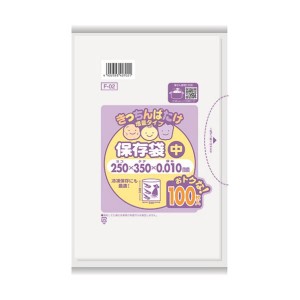 （まとめ）日本サニパック きっちんばたけ保存袋（増量）中 半透明 F-02 1パック（100枚）【×30セット】 送料無料