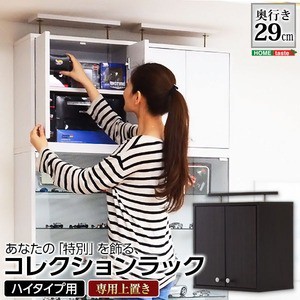 ショーケース/コレクションラック 【深型 ハイタイプ 高い 専用上置き ホワイト】 幅48.5cm 耐震用突っ張り付き 白 送料無料