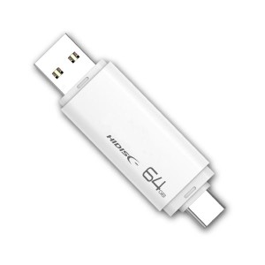 (まとめ) HIDISC USBメモリー Type-C/A 64GB ホワイト HDUF134C64G3C 【×5セット】 白 送料無料