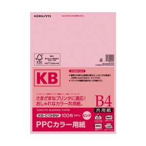 (まとめ) コクヨ PPC パソコン カラー用紙(共用紙) B4 ピンク KB-C134NP 1冊(100枚) 【×5セット】 送料無料