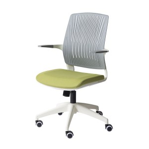 オフィス 事務用 チェア (イス 椅子) デスク (テーブル 机) チェア 約幅61.5cm グリーン×ホワイト 肘付き 回転式 昇降式 ロッキング機能